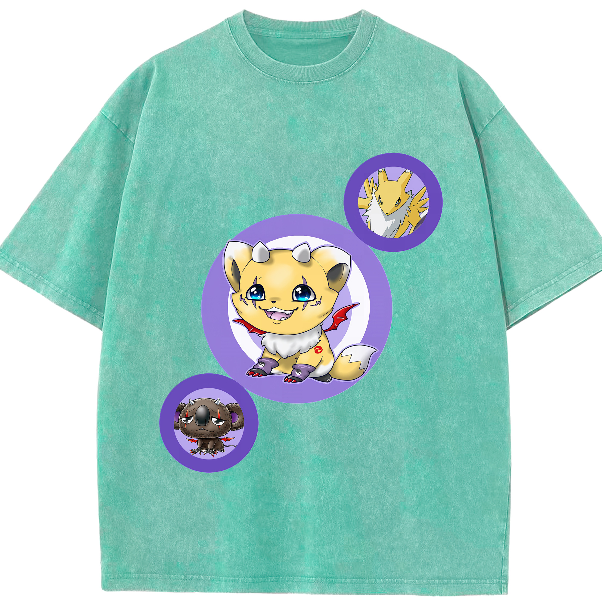 （画像用） Digimon デジタルモンスター/デジモン 綿100% ヴィンテージ風 半袖Tシャツ（フロントプリント）